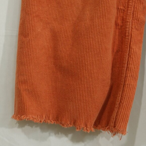 Billabong Women’s Corduroy Wide Leg Pants Orange Rust Cropped Raw Hem Size M - Picture 5 of 9